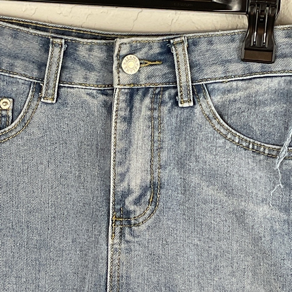 Chelsea & Violet Blue Colorblock Denim Jean Mini Skirt Sz Medium - Picture 2 of 6